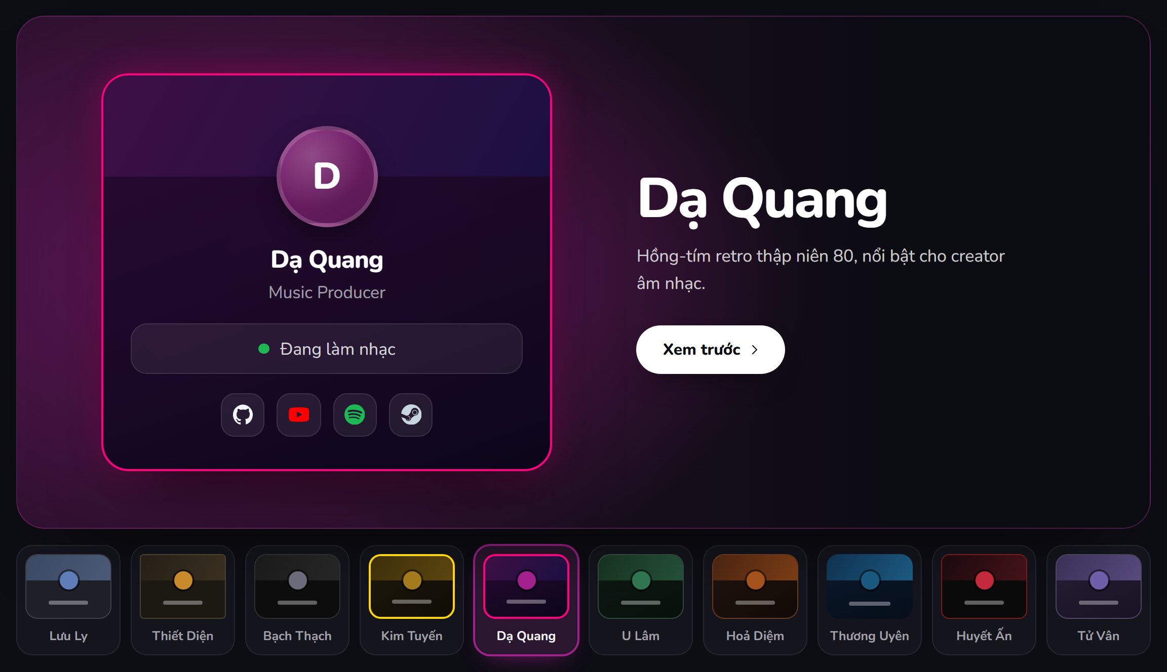 20 bio mẫu — xem trước rồi áp dụng